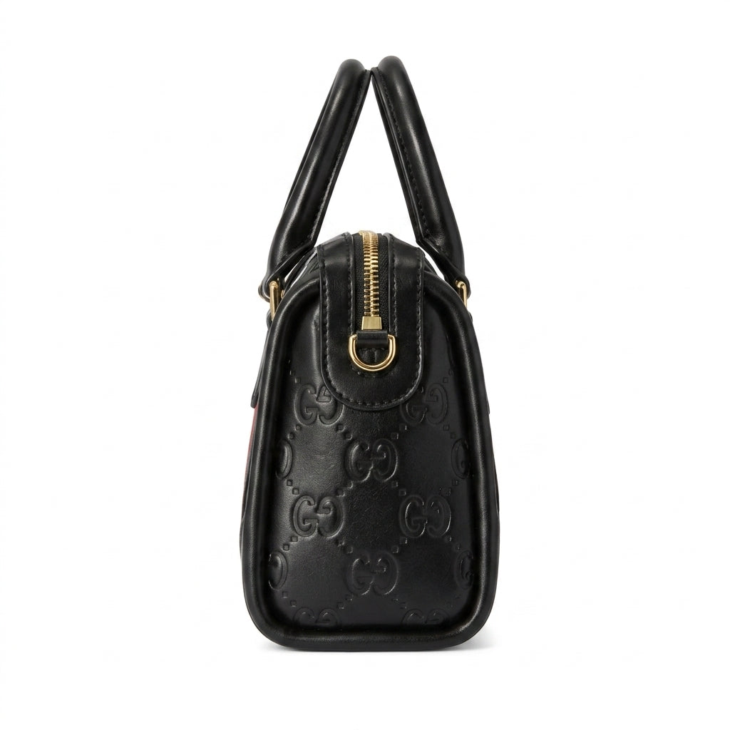 Gucci GG Monogram Bag – Black with Red & Green Web Stripe - View 2