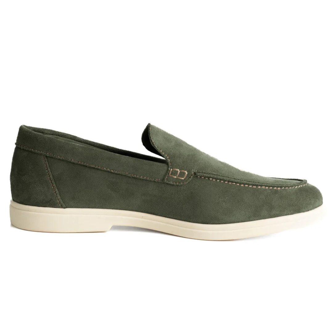 Loro Piana Summer Walk Suede Loafers – Forest Green - View 1