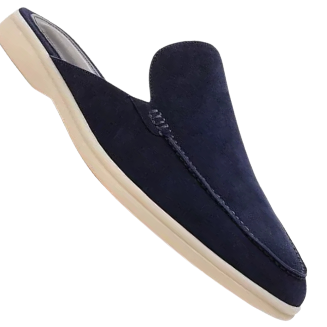 Loro Piana Suede Mules – Navy Blue - View 2