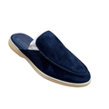 Loro Piana Suede Mules – Navy Blue - View 3