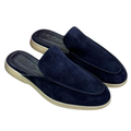 Loro Piana Suede Mules – Navy Blue - View 4