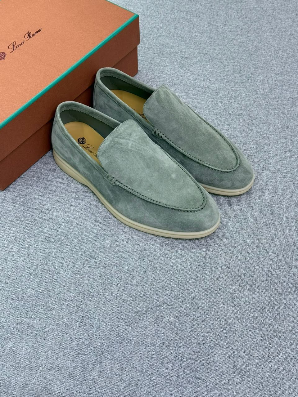 Loro Piana Summer Suede Loafers – Green - View 5