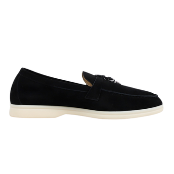 Loro Piana Summer Walk Suede Loafers – Black - View 1