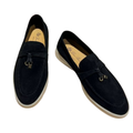 Loro Piana Summer Walk Suede Loafers – Black - View 4