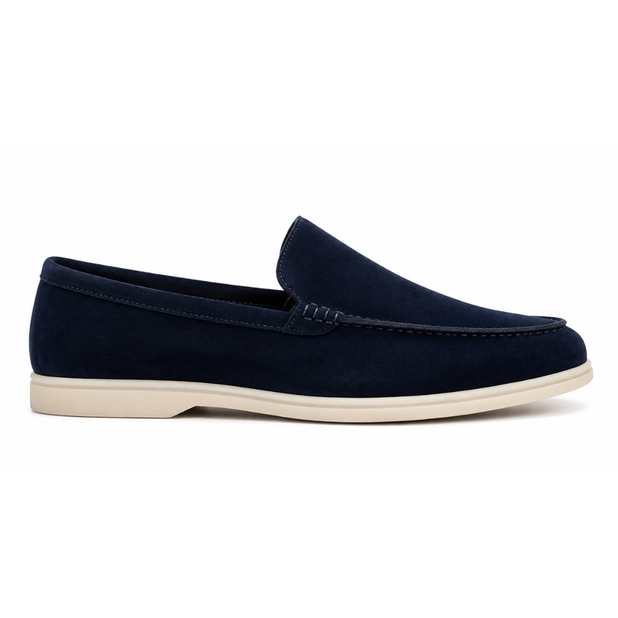 Loro Piana Summer Walk Suede Loafers – Navy Blue - View 1