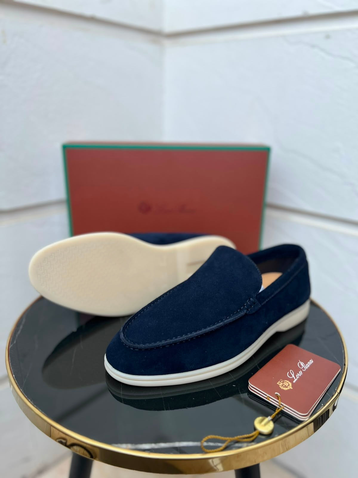 Loro Piana Summer Walk Suede Loafers – Navy Blue - View 5