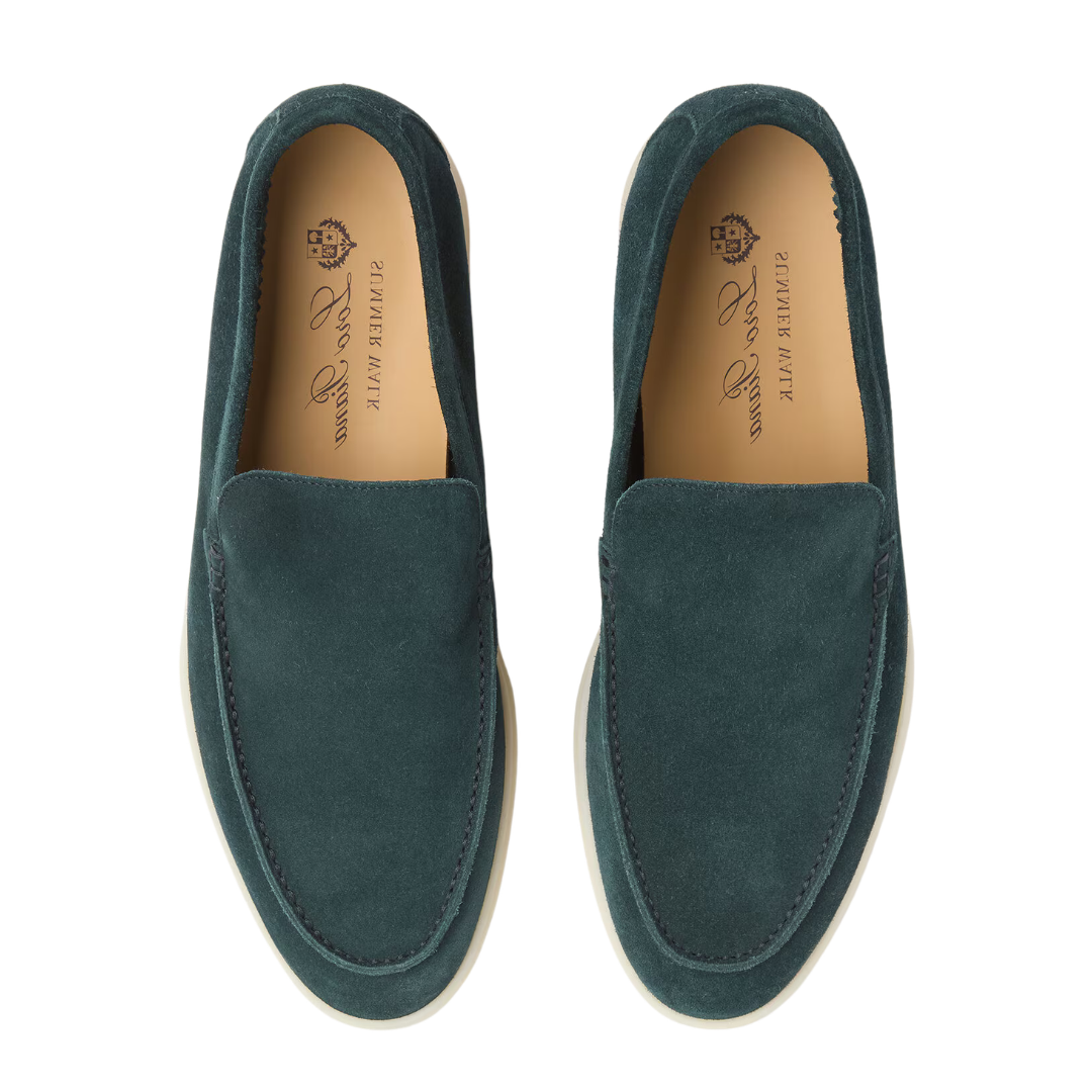 Loro Piana Summer Walk Suede Loafers – Dark Green - View 2