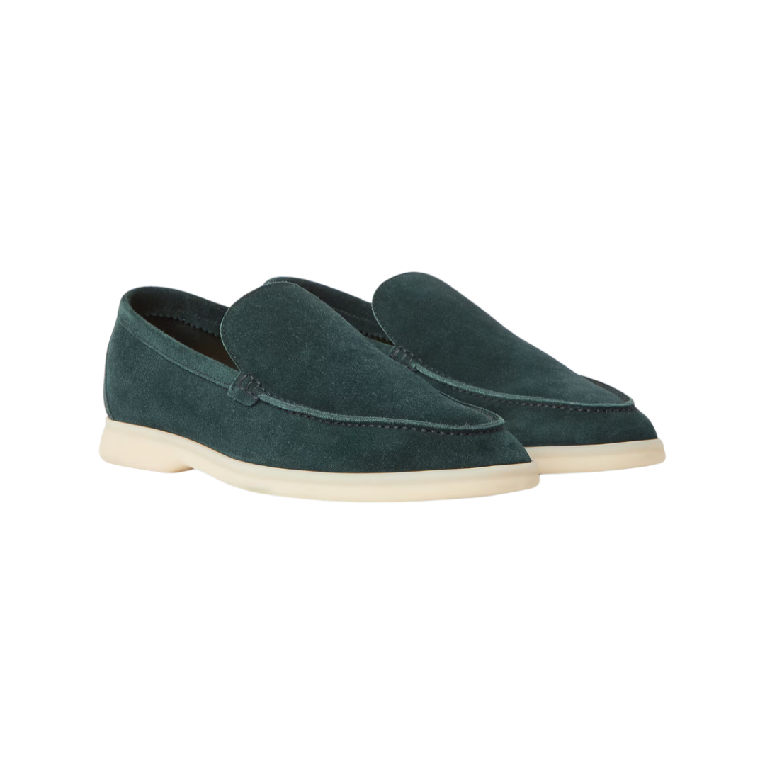 Loro Piana Summer Walk Suede Loafers – Dark Green - View 4