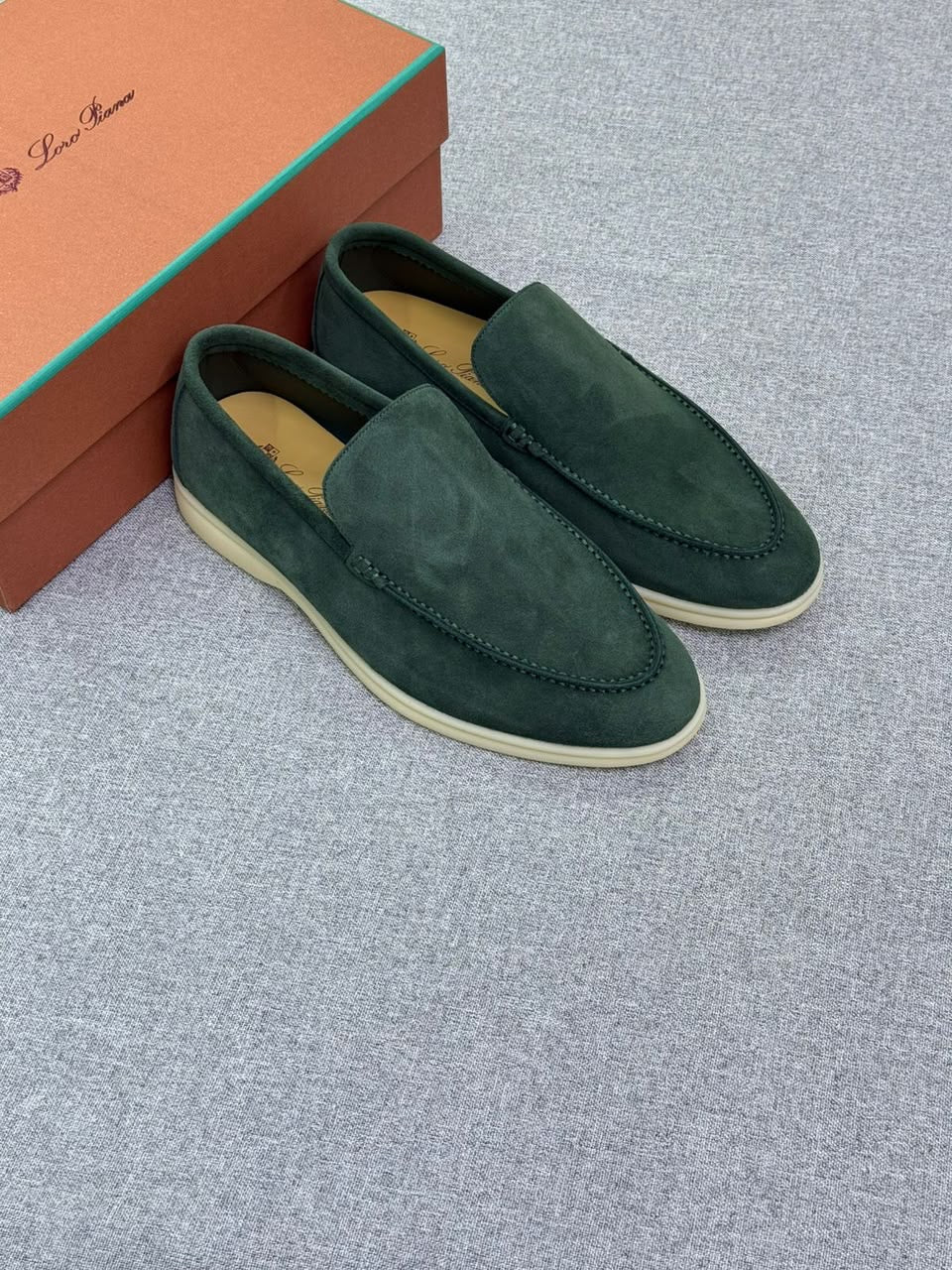 Loro Piana Summer Walk Suede Loafers – Dark Green - View 5
