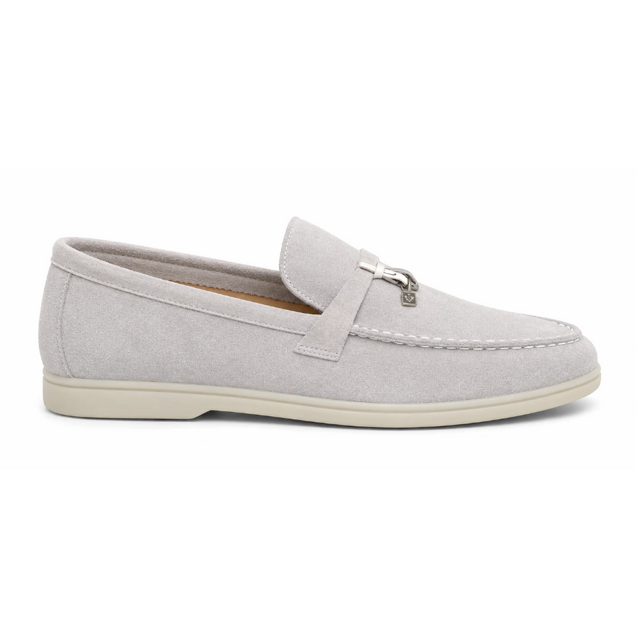 Loro Piana Summer Walk Suede Loafers – Light Grey - View 1