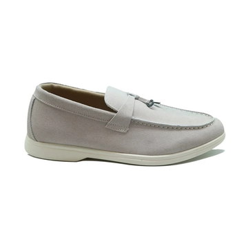 Loro Piana Summer Walk Suede Loafers – Light Grey - View 1