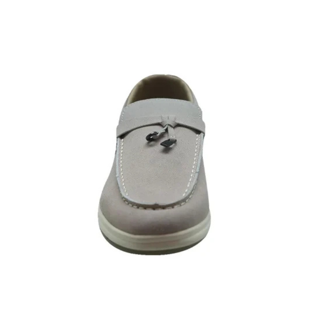 Loro Piana Summer Walk Suede Loafers – Light Grey - View 2