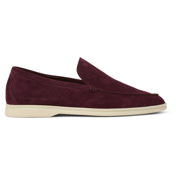 Loro Piana Summer Walk Suede Loafers – Maroon - View 1