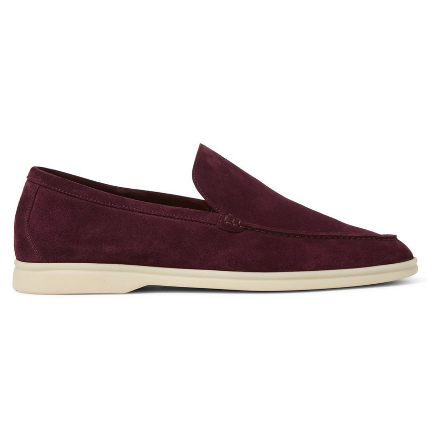 Loro Piana Summer Walk Suede Loafers – Maroon - View 1