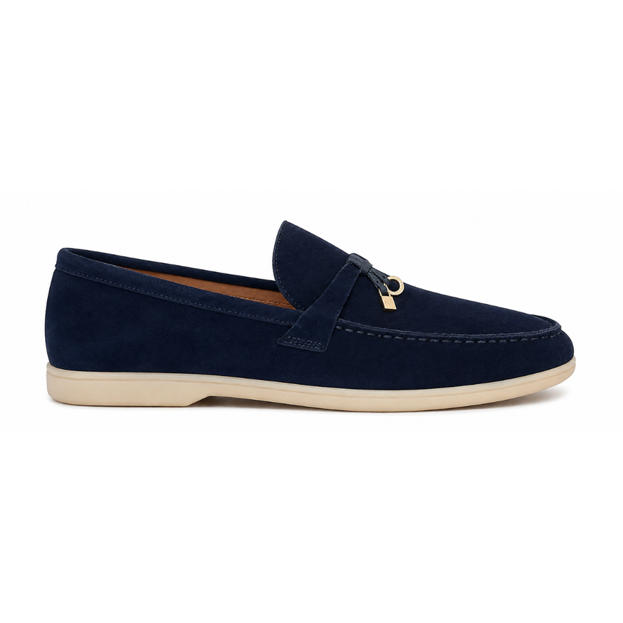 Loro Piana Summer Walk Suede Loafers – Navy Blue - View 1