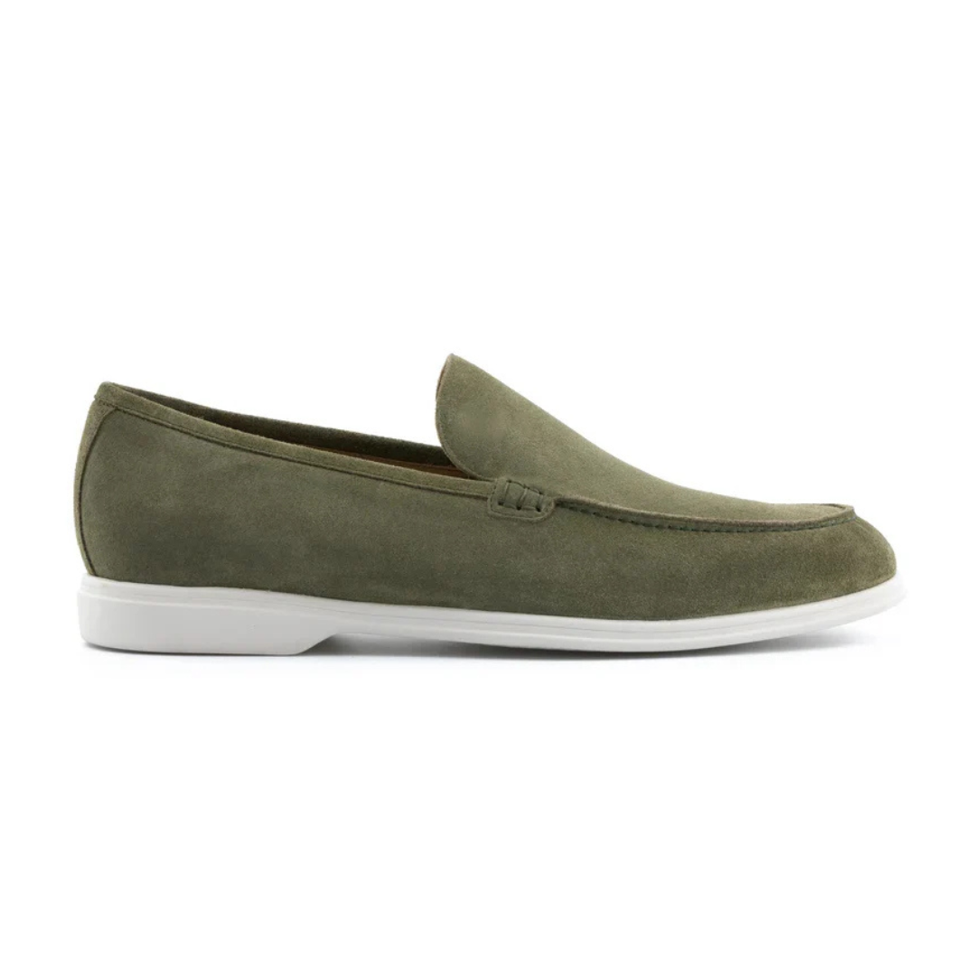 Loro Piana Summer Walk Suede Loafers – Olive Green - View 1