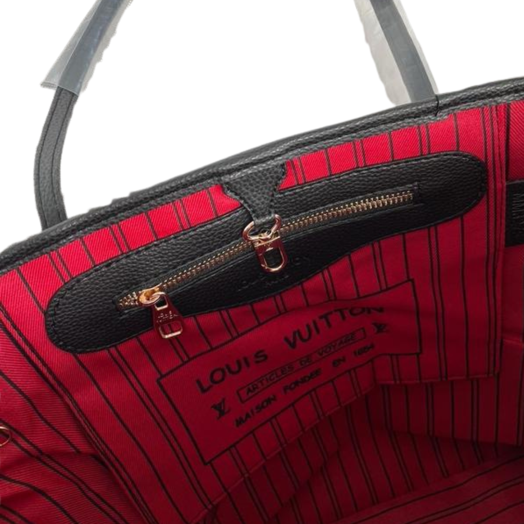 Louis Vuitton Neverfull Leather Bag – Black - View 4