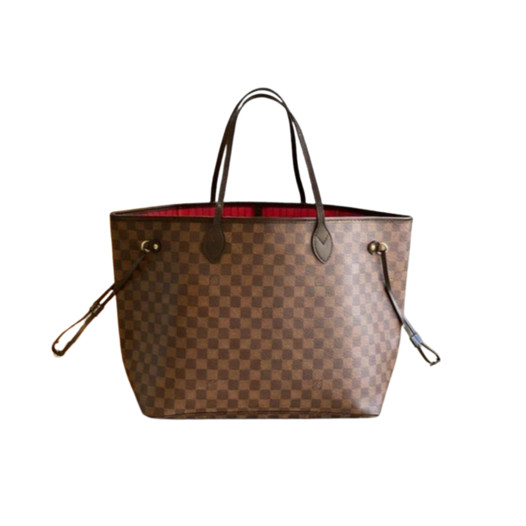 Louis Vuitton Neverfull MM Tote Bag – Brown & Cherry Red - View 1