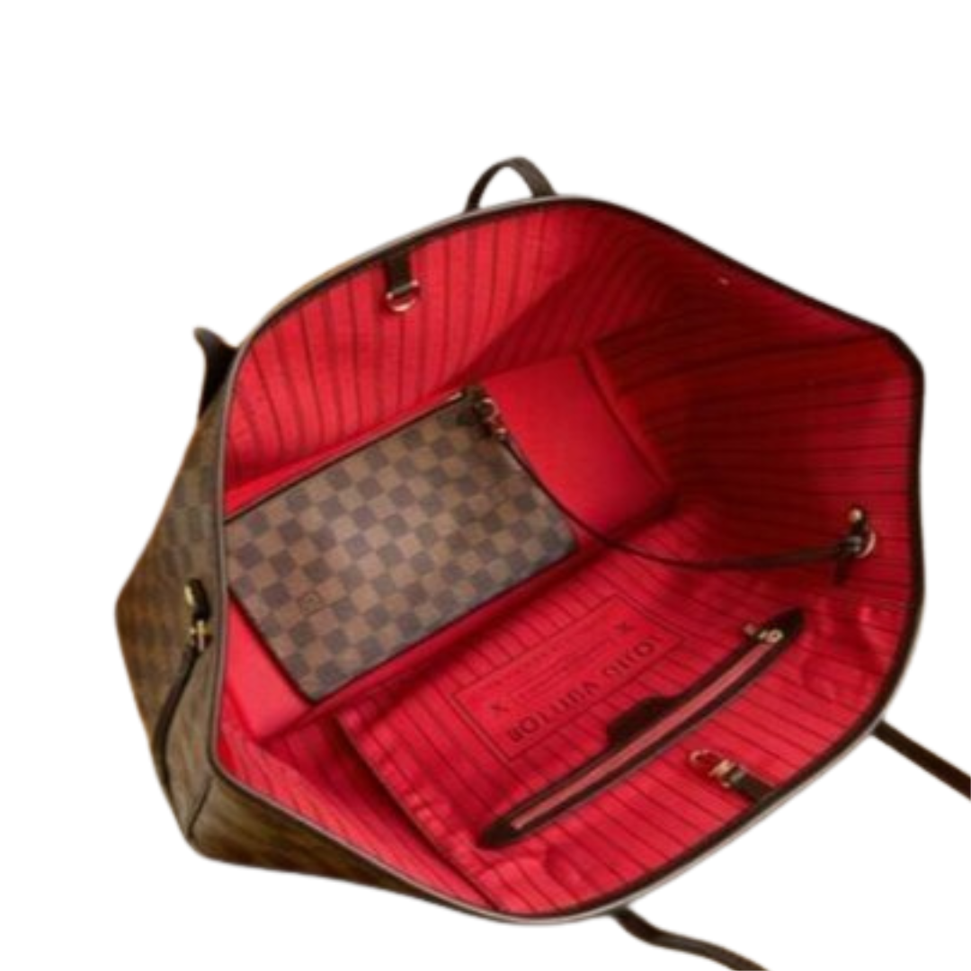 Louis Vuitton Neverfull MM Tote Bag – Brown & Cherry Red - View 3