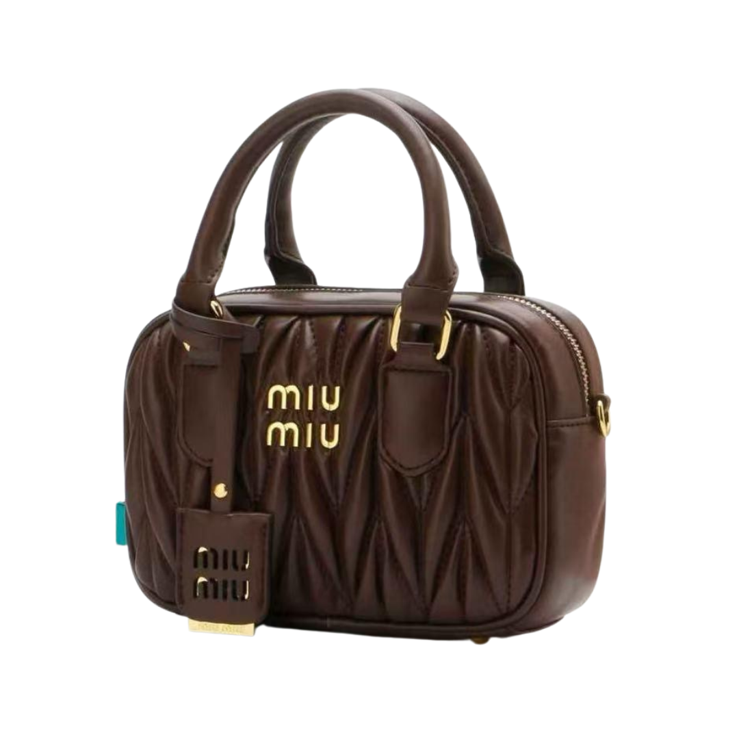 Miu Miu Arcadie Matelassé Leather Bag – Brown - View 1