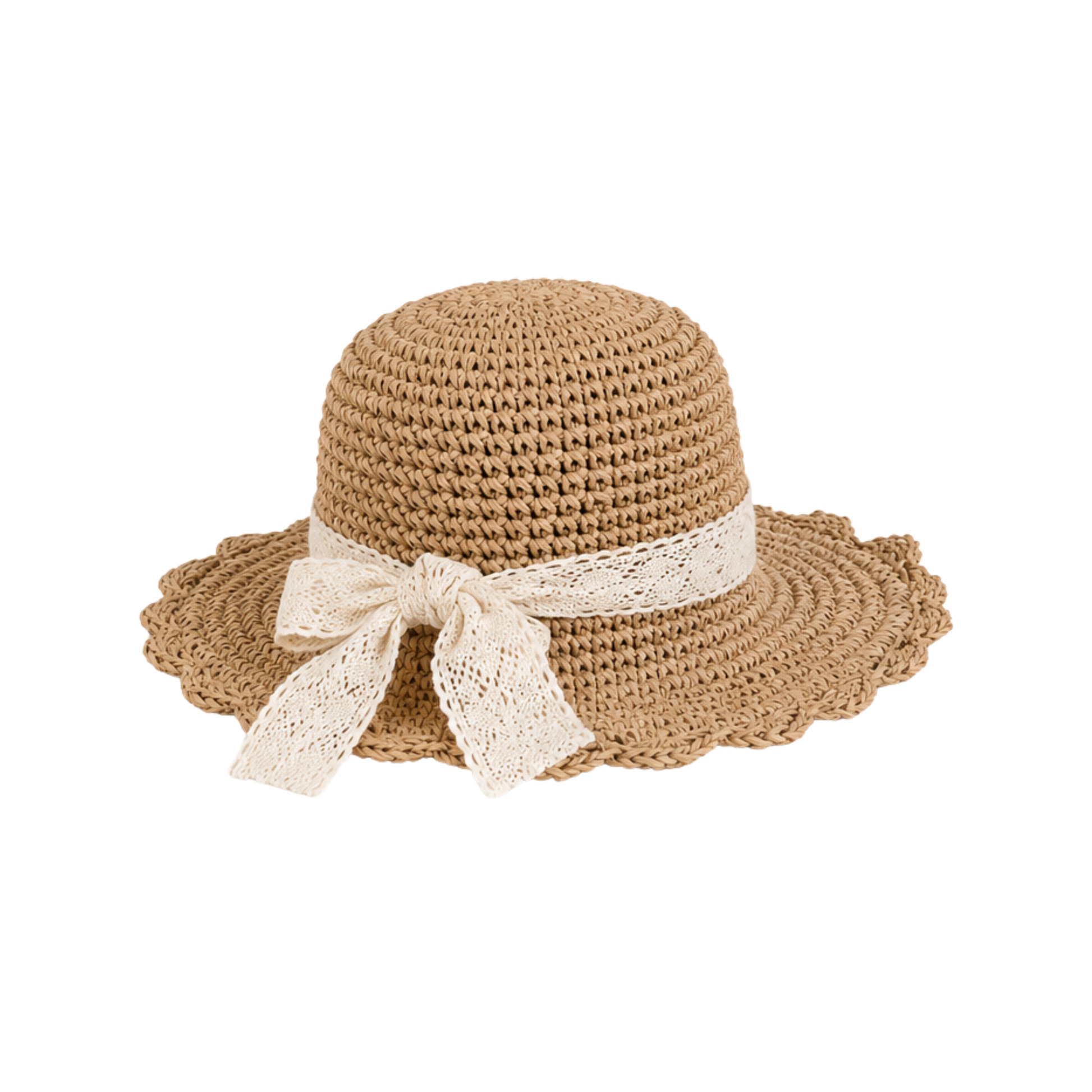 Miu Miu Crochet Straw Sun Hat Natural Beige – product view