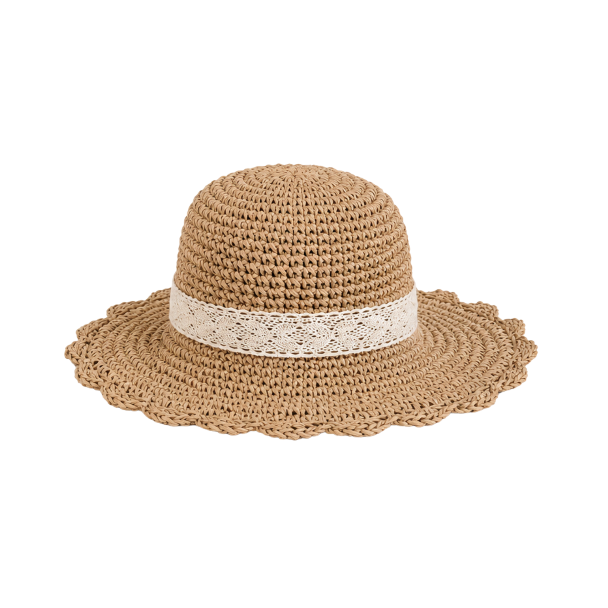 Miu Miu Crochet Straw Sun Hat Natural Beige – product view