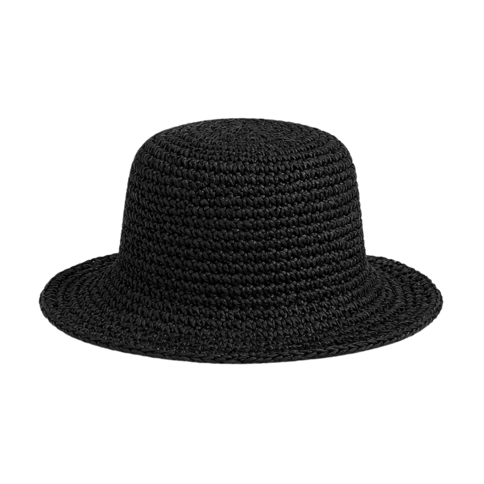 Miu Miu Logo Raffia-Effect Bucket Hat Black – product view
