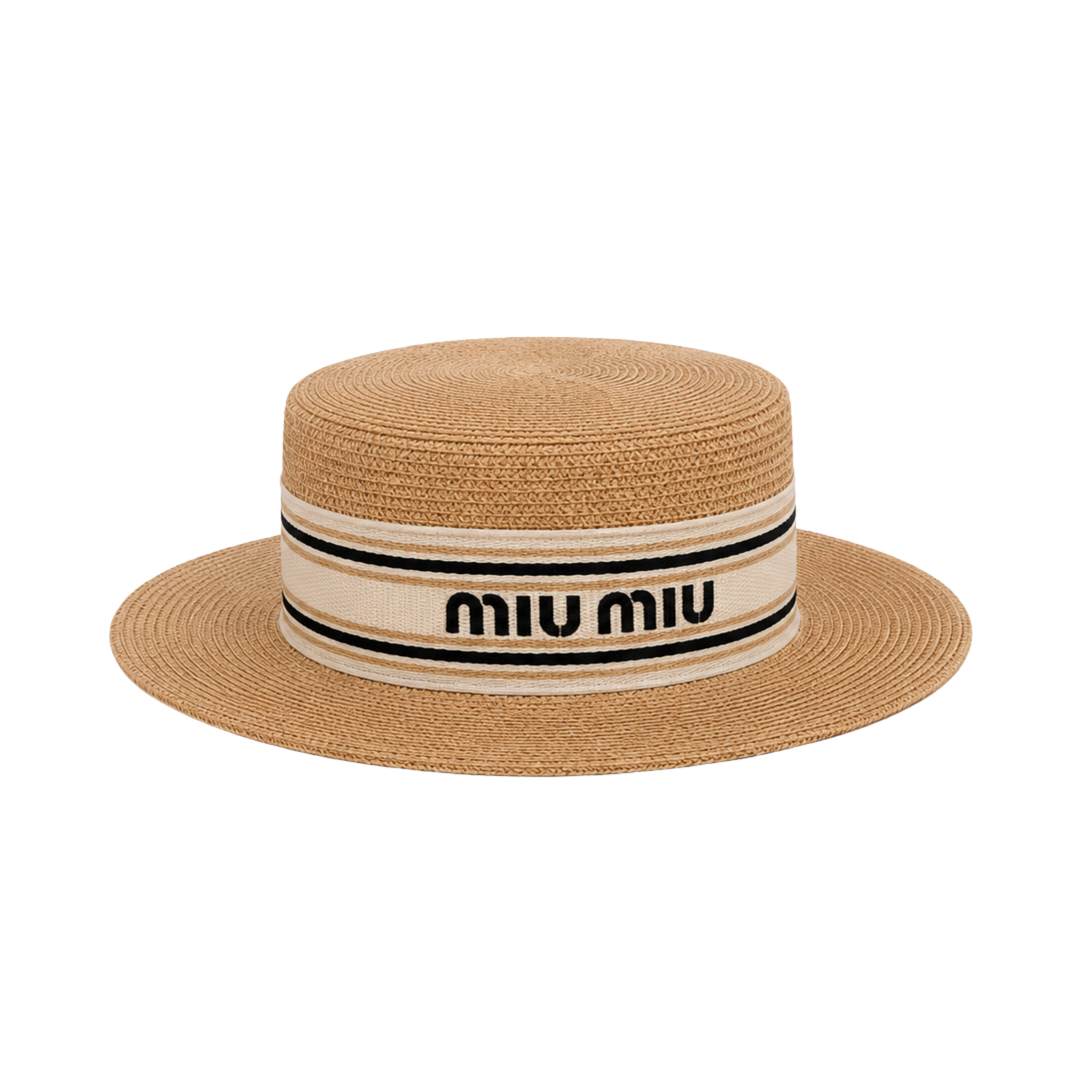 Miu Miu Raffia Boater Hat Natural White – product view