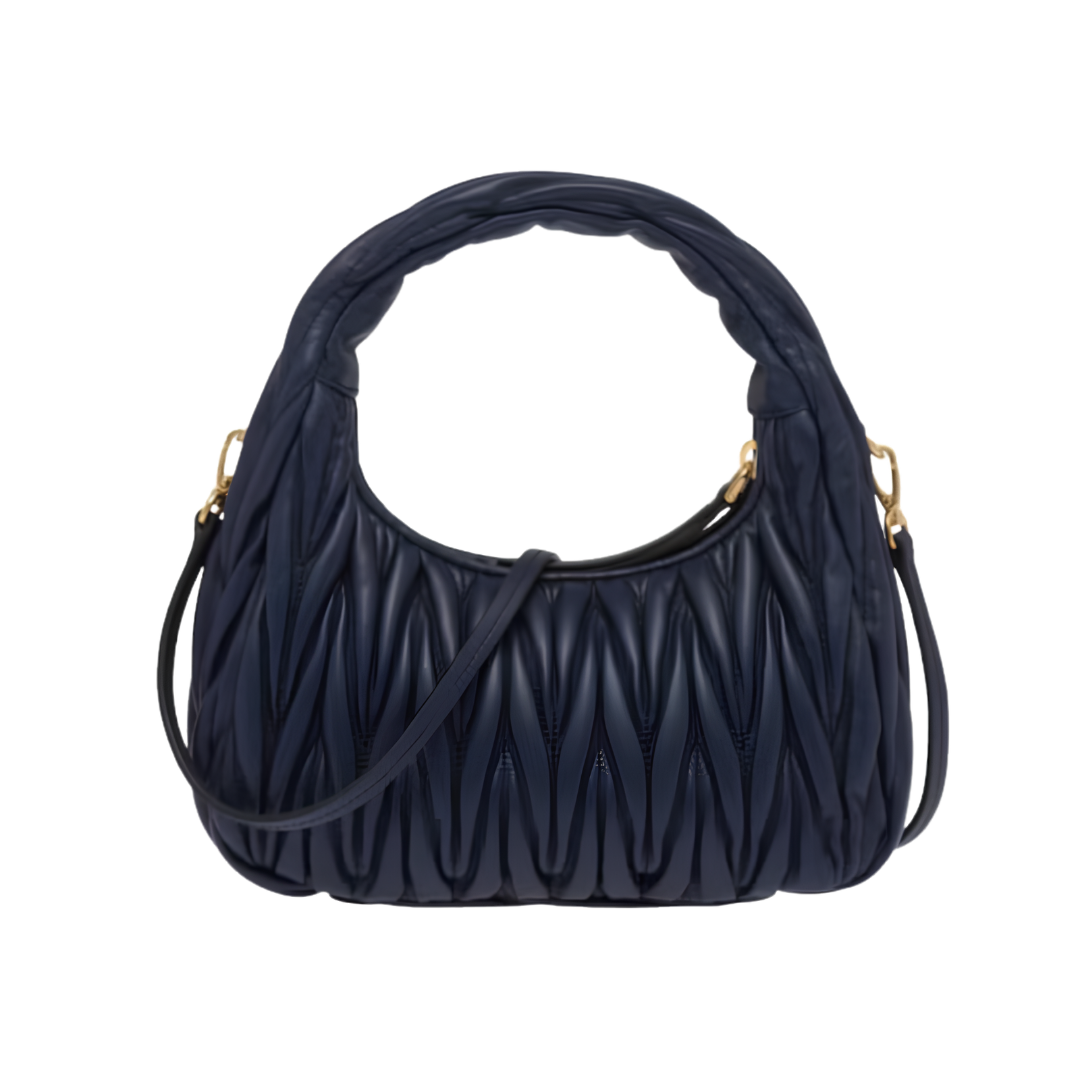 Miu Miu Wander Matelassé Nappa Leather Mini Hobo Bag – Navy - View 2