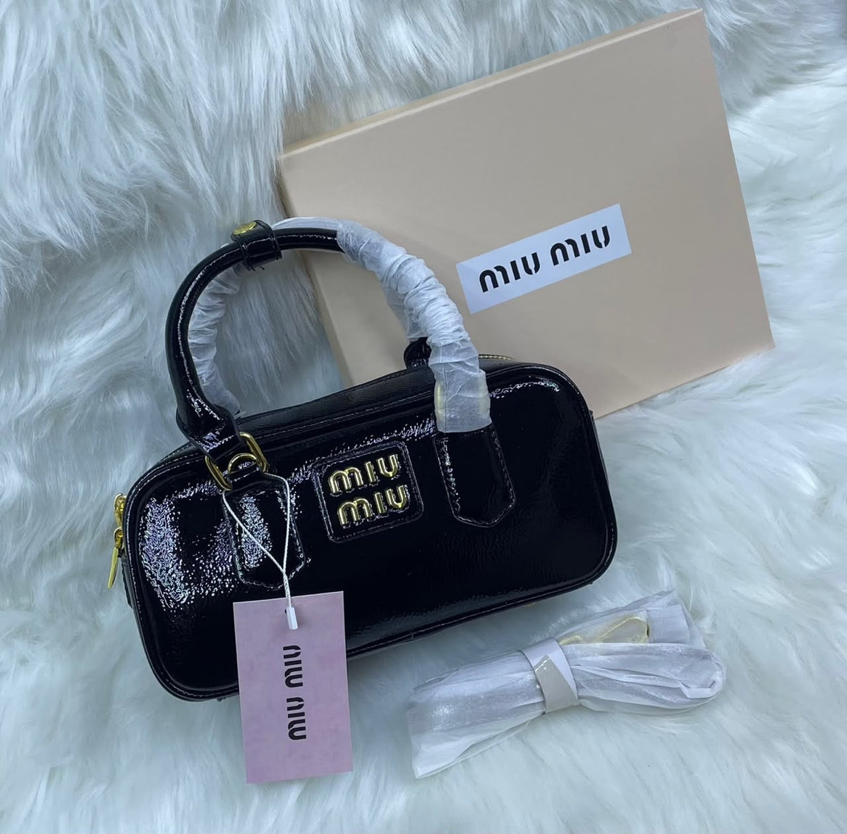 Miu Miu Mini Bowling Bag – Glossy Black - View 5