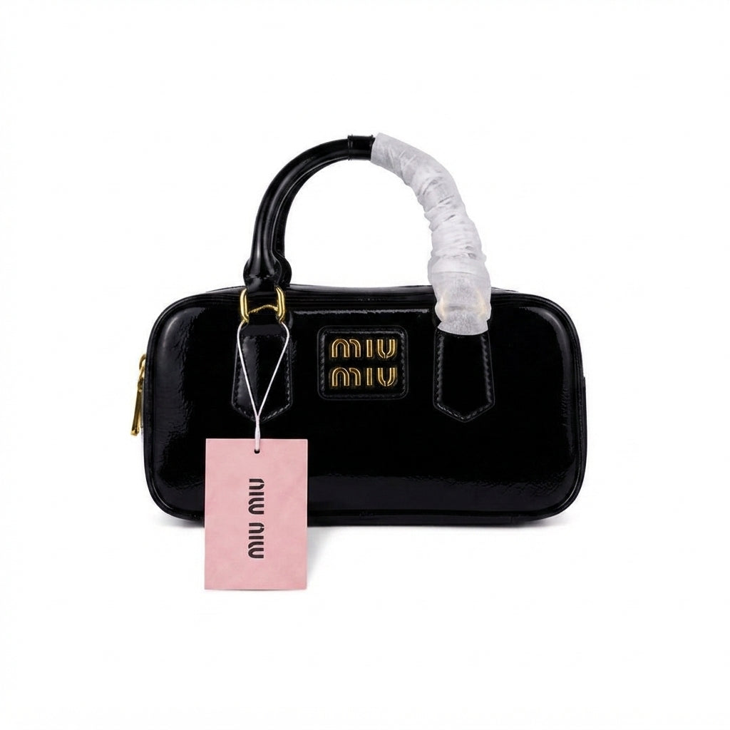 Miu Miu Mini Bowling Handbag – Black Patent Leather - View 1