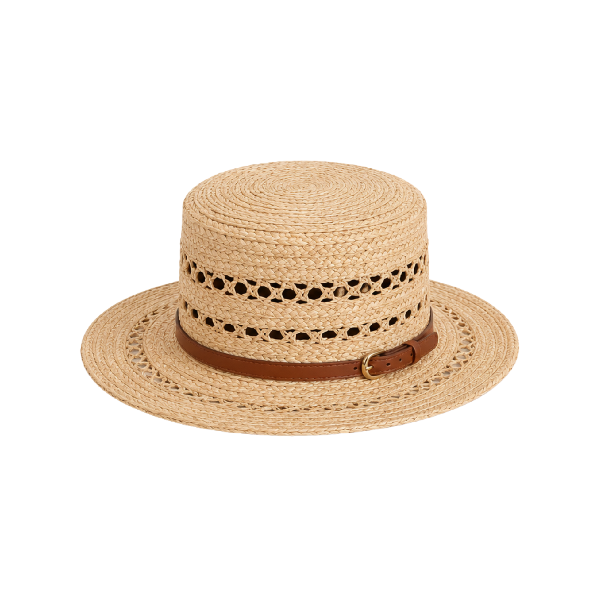 Prada Woven Raffia Boater Hat Tan Natural – product view