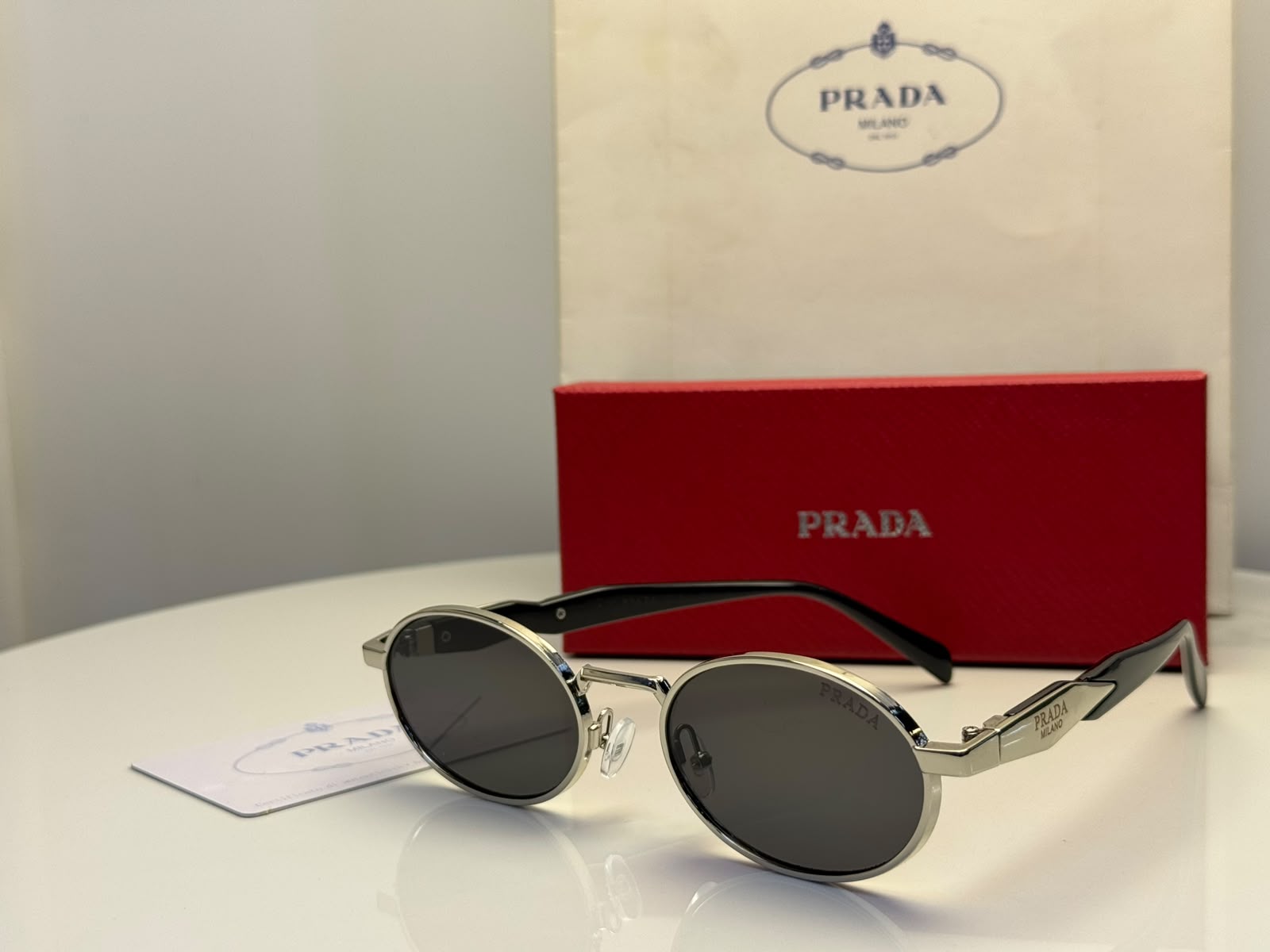 Prada Sunglasses Silver-Tone – Dark Grey Lenses - View 2