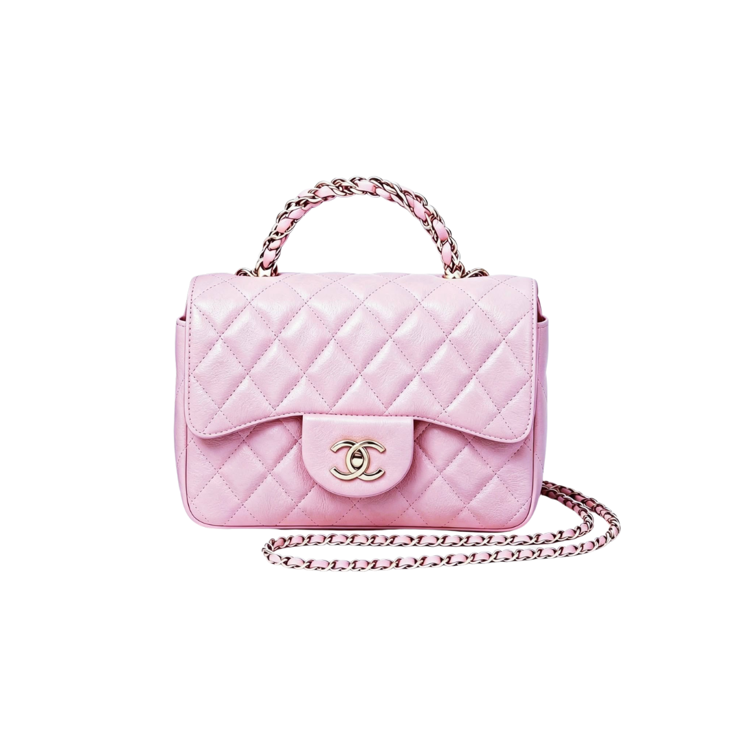 Chanel Quilted Lambskin Mini Flap Top Handle Bag – Light Pink - View 1