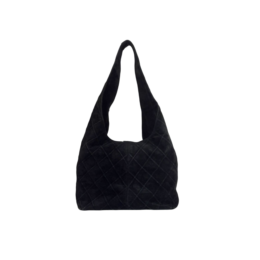 Chanel Quilted Suede Hobo Bag – Black - View 3