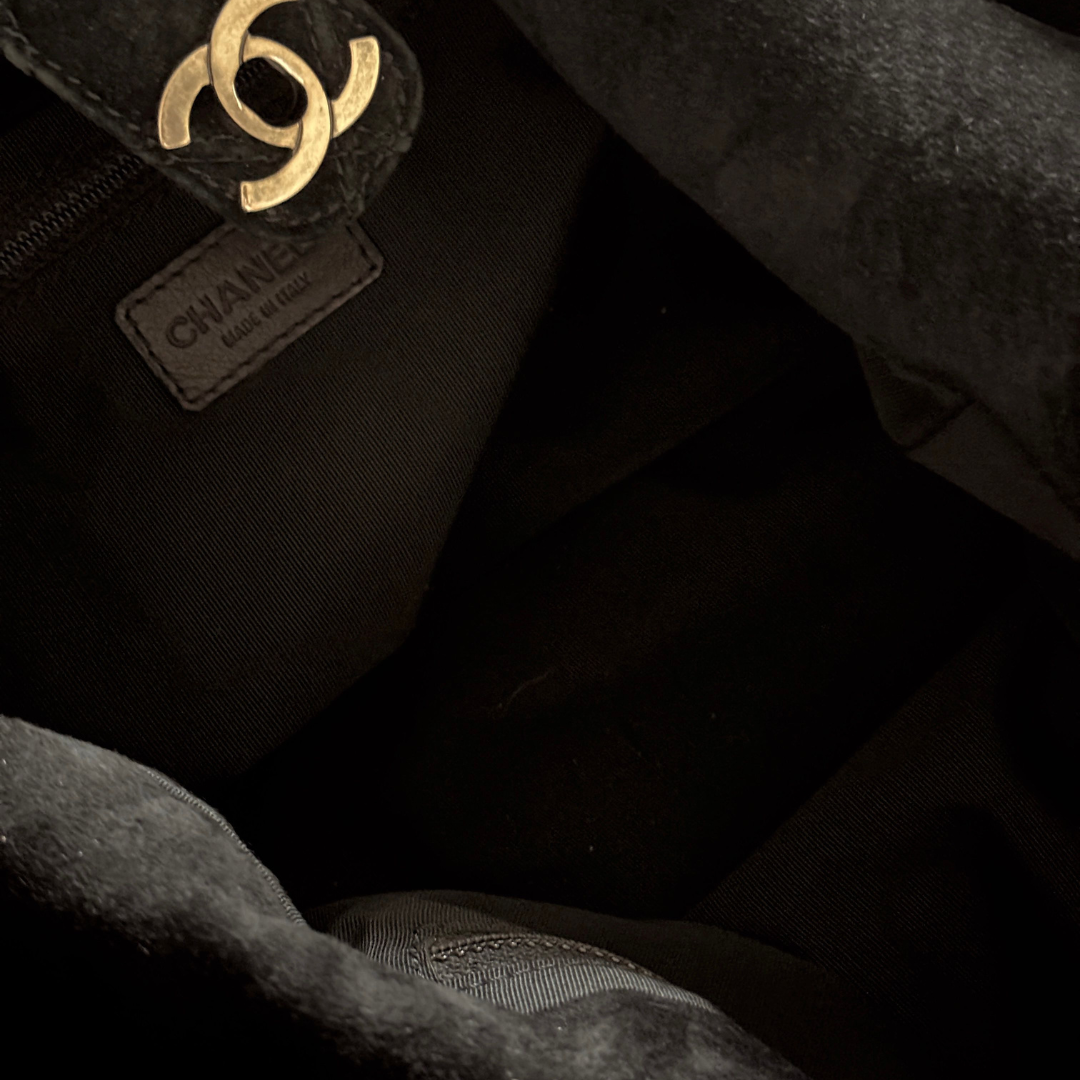 Chanel Quilted Suede Hobo Bag – Black - View 4