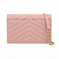 Saint Laurent Grain de Poudre Cassandre Chain Wallet – Pink - View 2