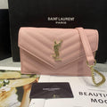Saint Laurent Grain de Poudre Cassandre Chain Wallet – Pink - View 3