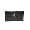 Saint Laurent Uptown Crocodile-Embossed Leather Pouch – Black - View 1