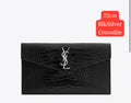 Saint Laurent Uptown Crocodile-Embossed Leather Pouch – Black - View 4
