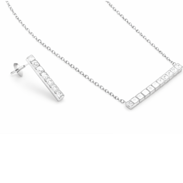 Swarovski Jewelry | Crystal Bar Necklace Earring Set Silver 1