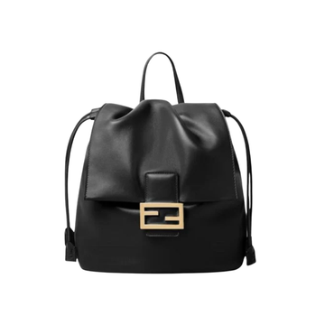 Fendi Bag | Women's Black FF Clasp Drawstring Backpack