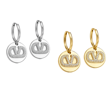 Valentino Jewelry | VLogo Signature Disc Drop Earrings Multicolor Full Crystals