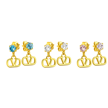 Valentino Jewelry | VLogo Signature Drop Earrings Multicolor Full Crystals