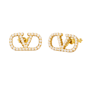 Valentino Jewelry | VLogo Signature Pearl Outline Earrings Gold