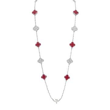 Van Cleef & Arpels Jewelry | Red Clover Diamond Necklace and Bracelet Set