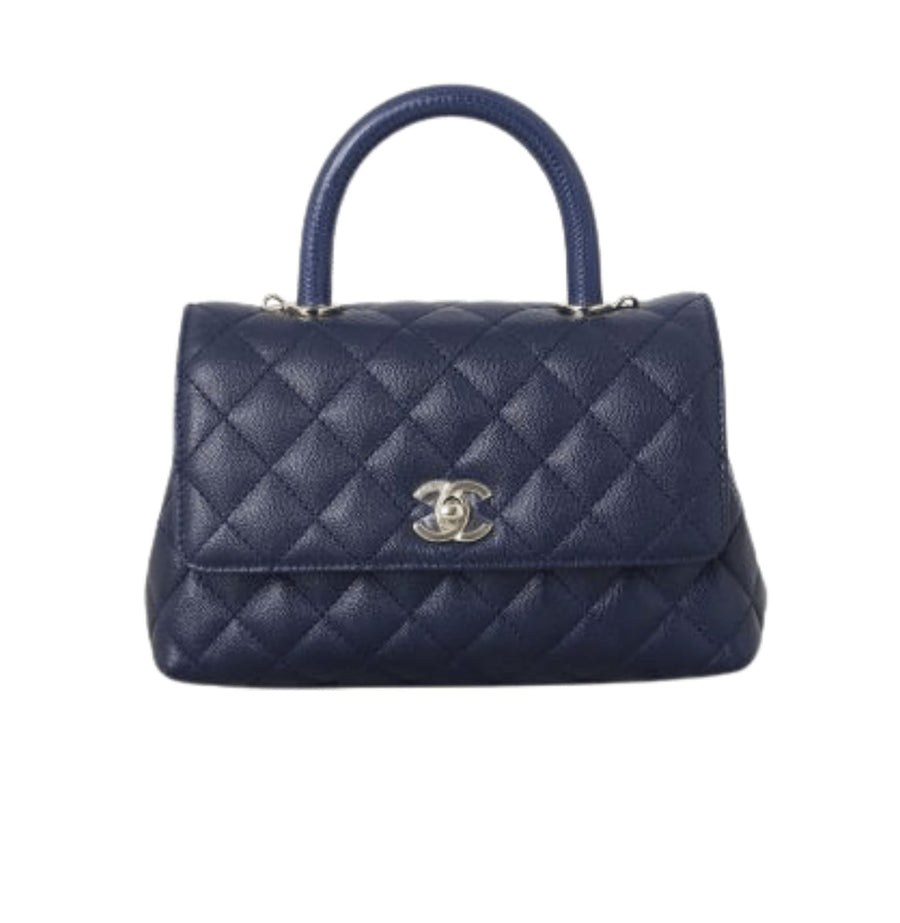 Chanel Bag | Coco Handle Mini Navy Blue Caviar Leather