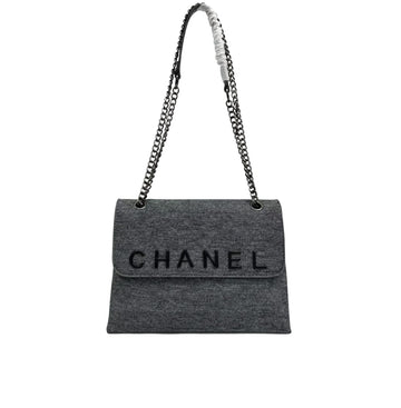 Chanel Bag | Shoulder Bag In A Felted Material With A Black Logo.