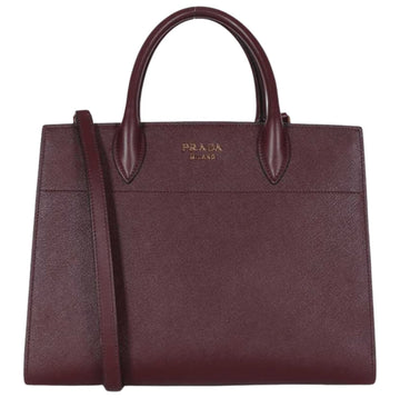 Prada Bag | Bibliotheque Saffiano City Leather Tote Handbag Burgundy
