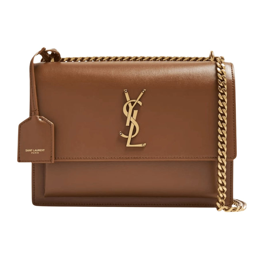 YSL Bag | Medium Sunset Shoulder Bag Brown Tan